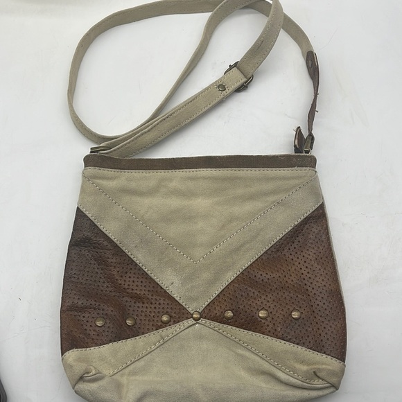 Mona B Handbags - Mona B Canvas Leather Upcycled Crossbody Bag. MCB3601
